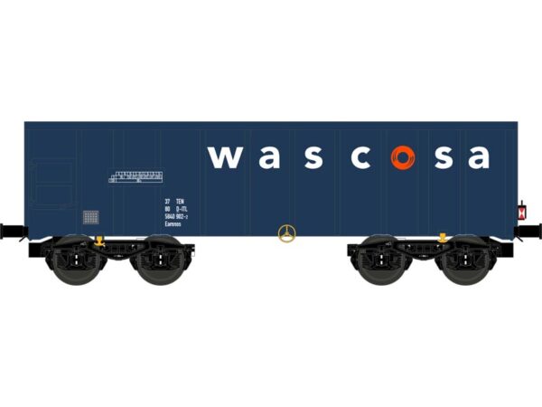 otevřený vůz Eamnos 57 WASCOSA modrý s koncovým světlem Nürnberger Modelleisenbahnen 543691